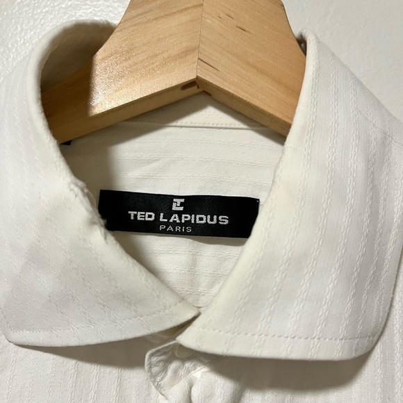Ted Lapidus Paris White Striped Button-Up Shirt - Size Medium - Picture 10 of 10